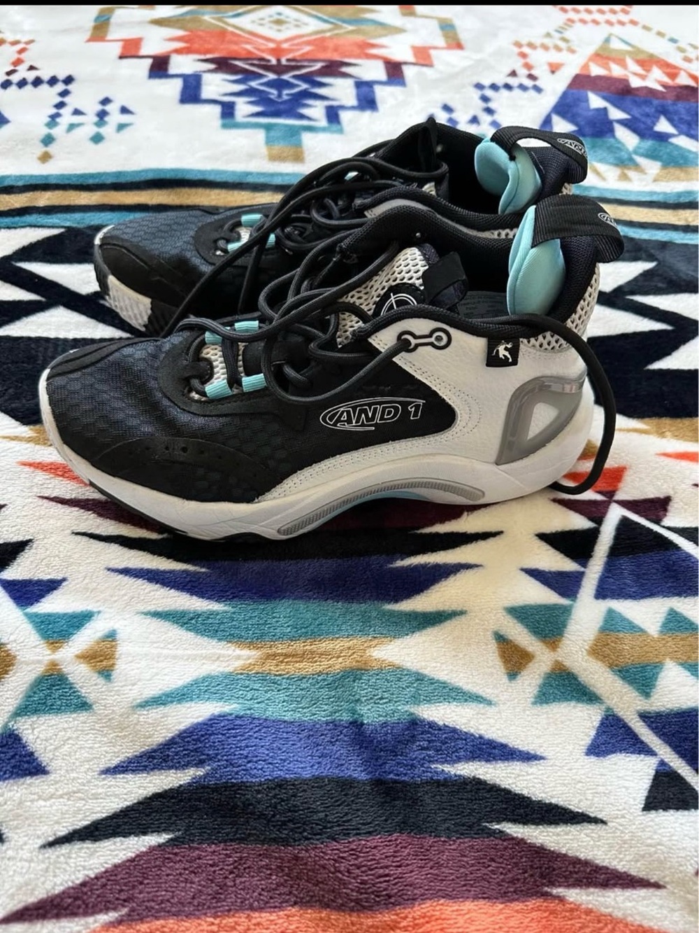And1 Black White Sneakers with Teal Highlights